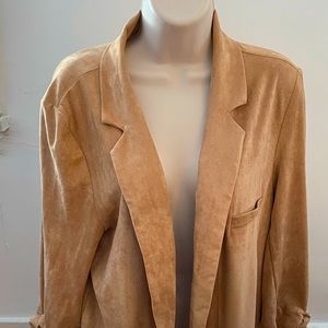 NWOT Ellison mustard sparkly silk blend open front 3/4 sleeves jacket, size L